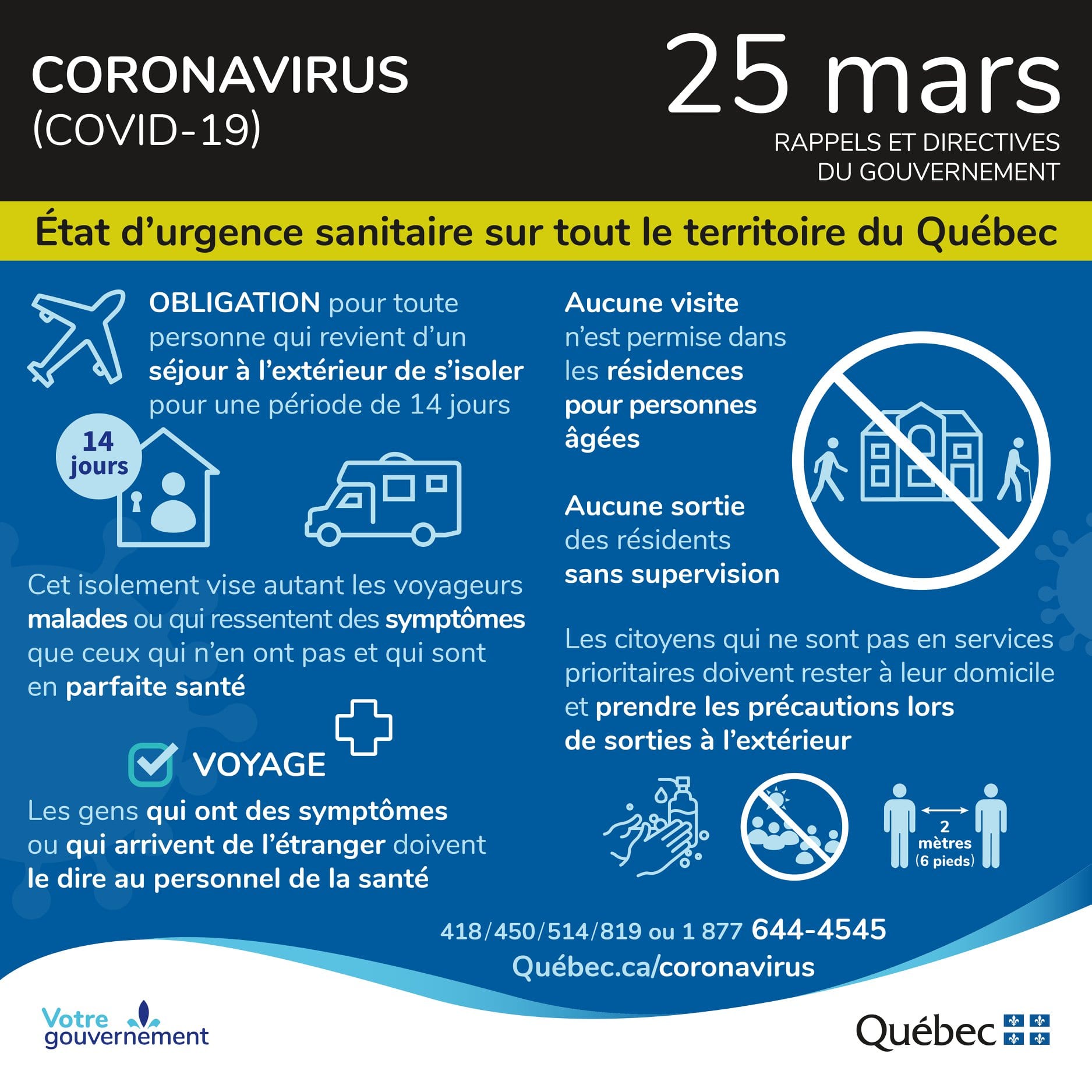 Covid-19 mesures Québec 25 mars